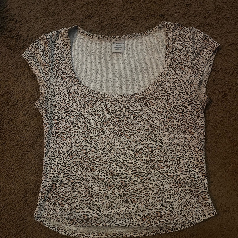 No Boundaries Animal Print Scoop Neck Tee